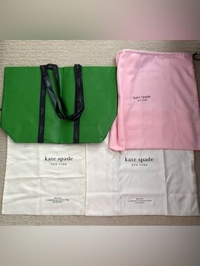 NEW♠️Kate spade Green Tote Bag with Black Handles and dust bags